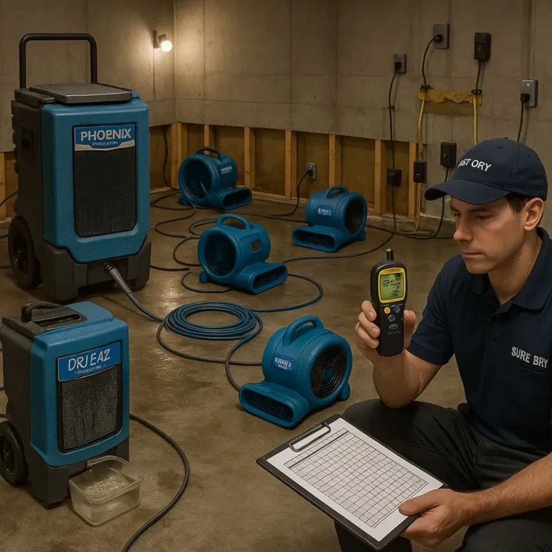 Structural Drying and Dehumidification process in Springdale, SC